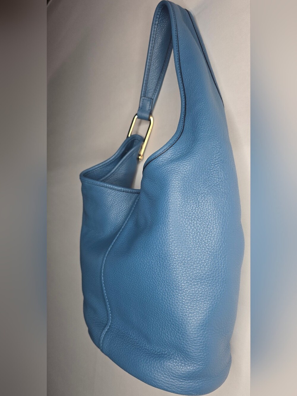 Michael Kors Sonny Medium Blue Pebbled Leather Hobo Shoulder Bag - Picture 2 of 8